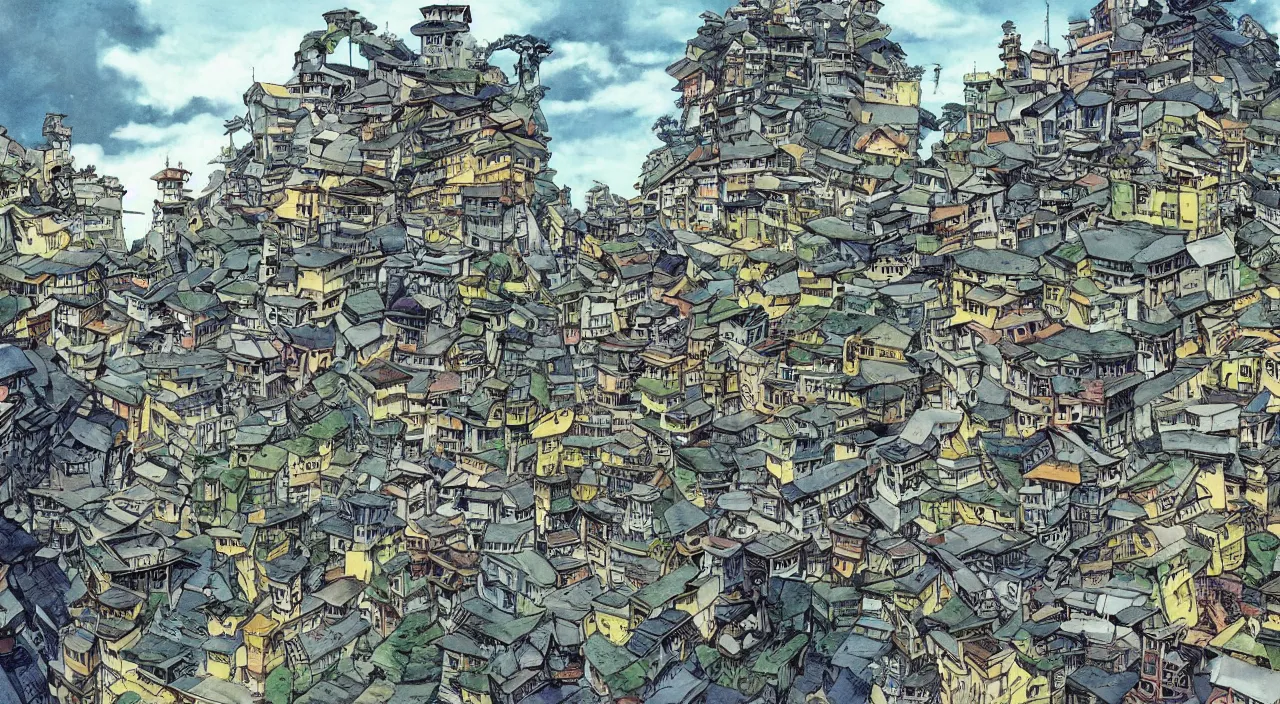 Prompt: A beautiful landscape painting of dystopian future in darjeeling city by junji ito and don bluth