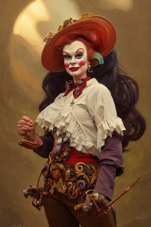Prompt: yee yee a portrait of george clowney, as a cown, fantasy, intricate, elegant, highly detailed, traditional painting, acrylic painting, artstation, concept art, matte, sharp focus, illustration, hearthstone, art by artgerm and greg rutkowski and alphonse mucha and alex ross