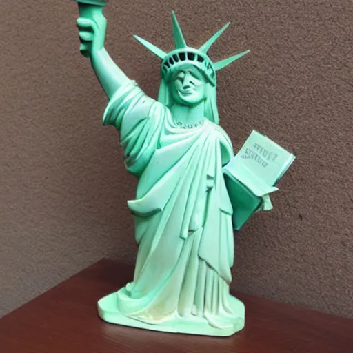 Image similar to cartoon statue of liberty, angry, flustered