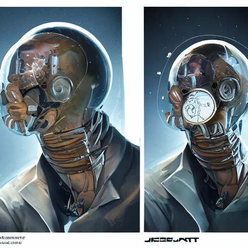 Image similar to concept art of scientist by jama jurabaev, brush stroke, scifi accessories, trending on artstation, symmetry, high quality, extremely detailed