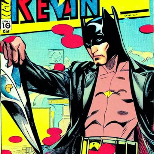 Prompt: keanu reeves in a batman comic book