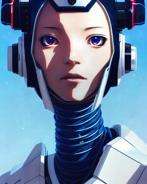 Prompt: portrait of friendly and peaceful anime cyberpunk robot face, anime, warhammer 4 0 0 0 0, realistic shaded lighting, by ilya kuvshinov katsuhiro otomo, magali villeneuve, artgerm, rutkowski, wlop jeremy lipkin and giuseppe dangelico pino and michael garmash and rob rey and tsutomu nihei