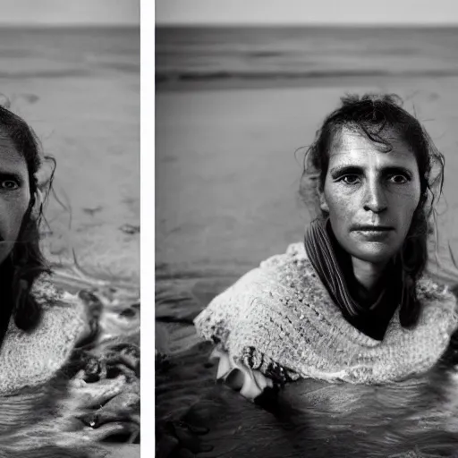 Image similar to closeup portrait of french people on the beach trying to push England further away, by Steve McCurry and David Lazar, natural light, detailed face, CANON Eos C300, ƒ1.8, 35mm, 8K, medium-format print