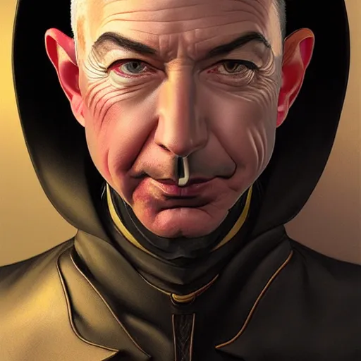 Prompt: Mischievous Bezos as Zorg toy, western, closeup, D&D, fantasy, intricate, elegant, highly detailed, digital painting, artstation, concept art, matte, sharp focus, illustration, art by Artgerm and Greg Rutkowski and Alphonse Mucha