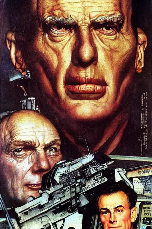 Image similar to Quaid from Total Recall painted by Norman Rockwell