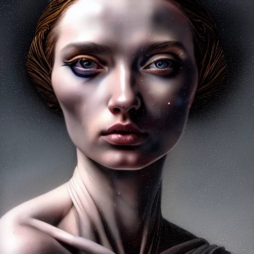 Prompt: Colour Caravaggio style Photography of Beautiful woman with highly detailed 1000 years old face wearing higly detailed sci-fi halo designed by Josan Gonzalez Many details. . In style of Josan Gonzalez and Mike Winkelmann andgreg rutkowski and alphonse muchaand Caspar David Friedrich and Stephen Hickman and James Gurney and Hiromasa Ogura. volumetric natural light