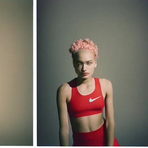 Image similar to realistic photoshoot for a new nike lookbook, color film photography, portrait of a beautiful person, in style of Addy Campbell, 35mm, graflex