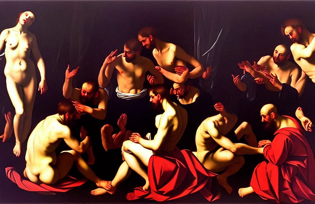 Prompt: excommunication result is a sophisticated interplay between warm, cool, light and dark colors. ( 1 9 6 2 ) directed by cinematography by kubrick reflection of the hills actually impossible jan van der heyden painting by caravaggio