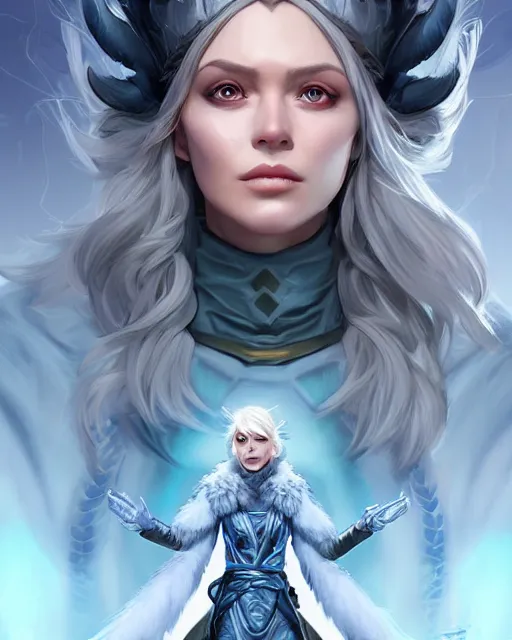 Image similar to The Ice Queen as an Apex Legends character digital illustration portrait design by, Mark Brooks detailed, soft lighting