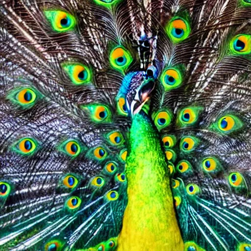 Prompt: close-up of peacock