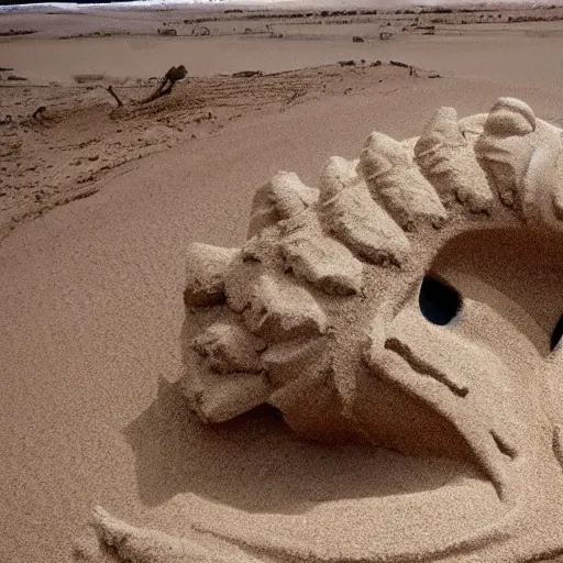 Image similar to a monster made out of sand in the desert with a tornado