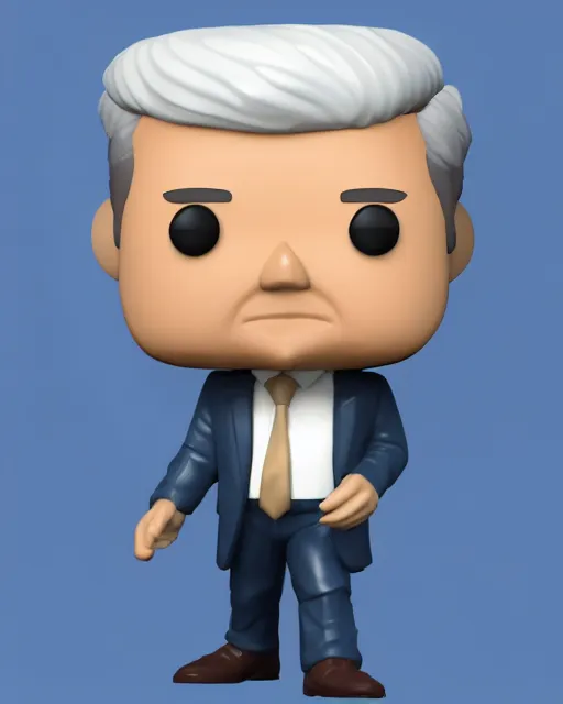 Image similar to full body 3d render of john f kennedy as a funko pop, studio lighting, white background, blender, trending on artstation, 8k, highly detailed