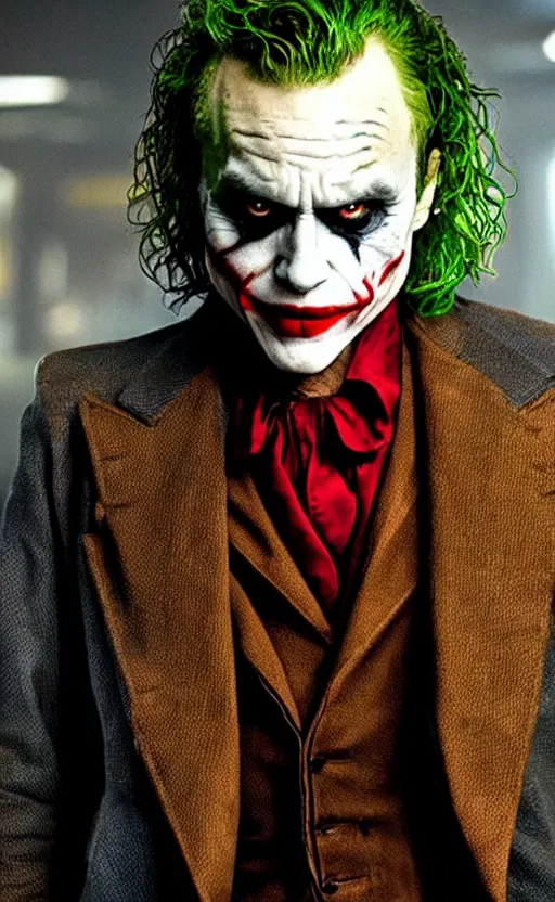 Image similar to WHY SO SERIOUS? Heath Ledger as the Joker, movie still, sharp, highly detailed, hollywood movie