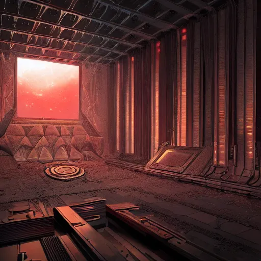 Image similar to the mind throne within the simulation chamber, digital art, highly detailed, epic composition, cinematic lighting