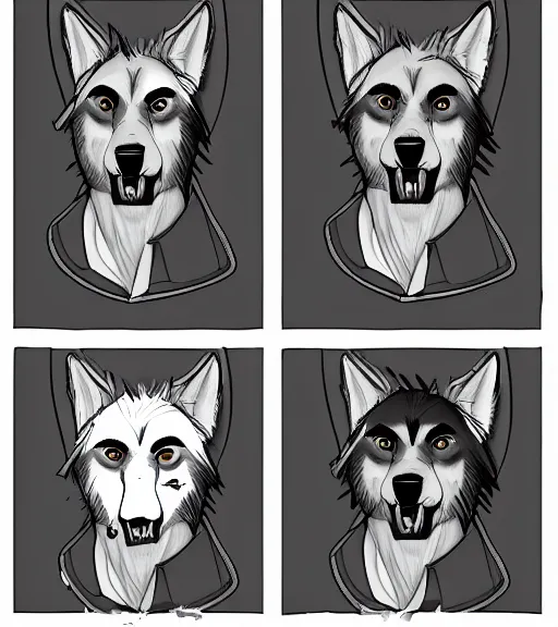 Image similar to furaffinity expressive stylized master furry artist digital line art painting portrait character study of the anthro male anthropomorphic german shepard fursona animal person wearing clothes tshirt and shorts