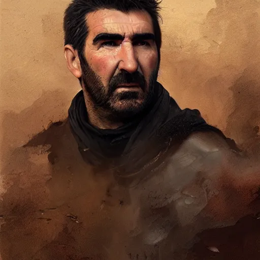 Prompt: A portrait of Eric Cantona, Matte painting , detailed painting, greg rutkowski