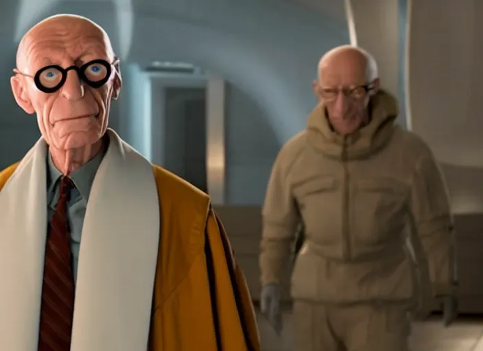 Image similar to film still of real life professor farnsworth in the scifi movie, 4 k