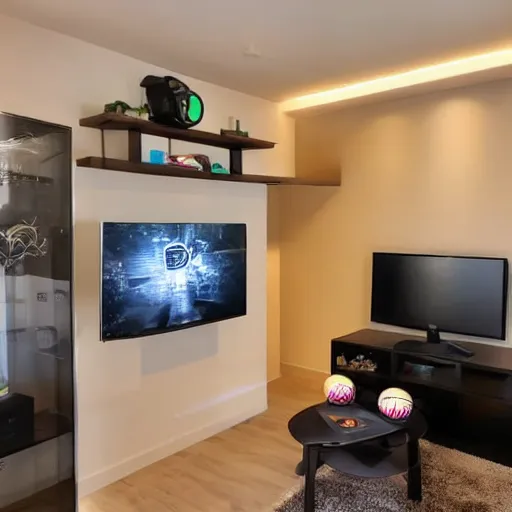 Image similar to a well furnished apartment for gamer