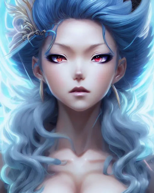 Image similar to character concept art of an anime stormy cloud goddess | | cute - fine - face, pretty face, realistic shaded perfect face, fine details by stanley artgerm lau, wlop, rossdraws, james jean, andrei riabovitchev, marc simonetti, and sakimichan, tranding on artstation