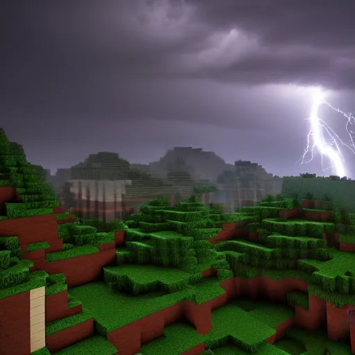 Prompt: render of minecraft, cinematic lightning, medium shot, mid - shot, highly detailed, trending on artstation, unreal engine 4 k, cinematic wallpaper