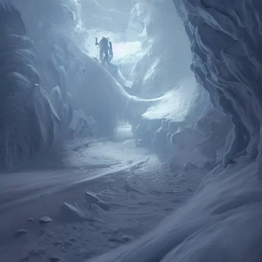 Image similar to A monster in the Arctic covered in snow, fractal Lighting, by Stanley Artgerm Lau, WLOP, Rossdraws, James Jean, Andrei Riabovitchev, Marc Simonetti, and Sakimichan, trending on artstation