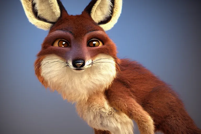 Prompt: The fluffiest little fur creature in the world, hybrid from scorpion spider caracal fox deer, fullbody, oil painting, exoskeletton, disney, zootopia, volumetric light, unreal 5, DAZ, hyperrealistic, octane render, RPG portrait, dynamic lighting, fantasy art, beautiful face