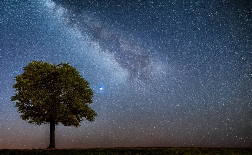 Image similar to night photography of a tree with starry sky