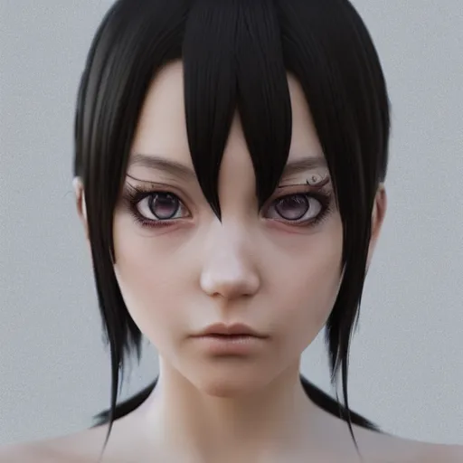 Prompt: realistic anime girl with white eyes render, 3d render, highly detailed, beautiful face, trending on artstation, octane render