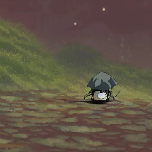 Image similar to A Toad riding beetle by Dice Tsutsumi, Makoto Shinkai, Studio Ghibli