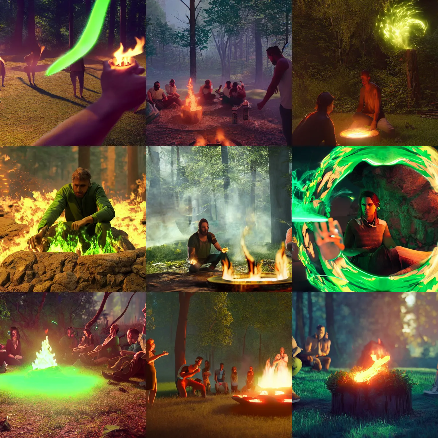 Prompt: visual fx green fire circle, cinematic, ue 5, featured on artstation, sharp focus, ray tracing, artstationhq, cgsociety, cinematic 8 k