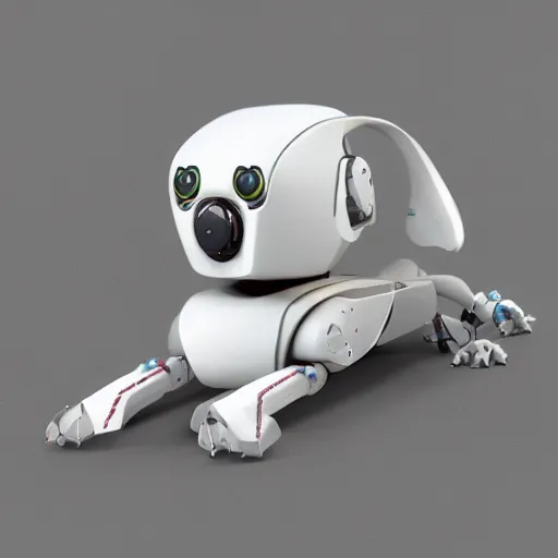 Image similar to robot dog design, render, art station trending