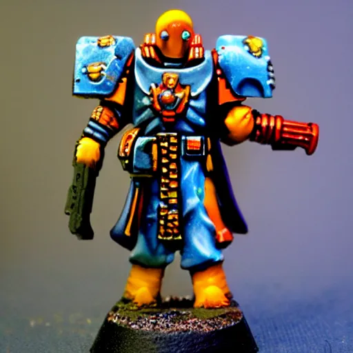 Prompt: tech priest 40k, painting, colorful, cyberpunk,