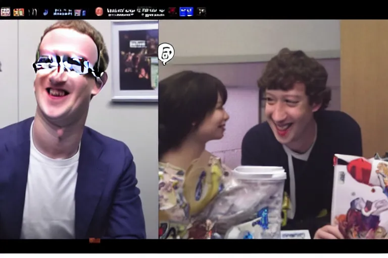 Prompt: mark Zuckerberg watching anime and having a laugh