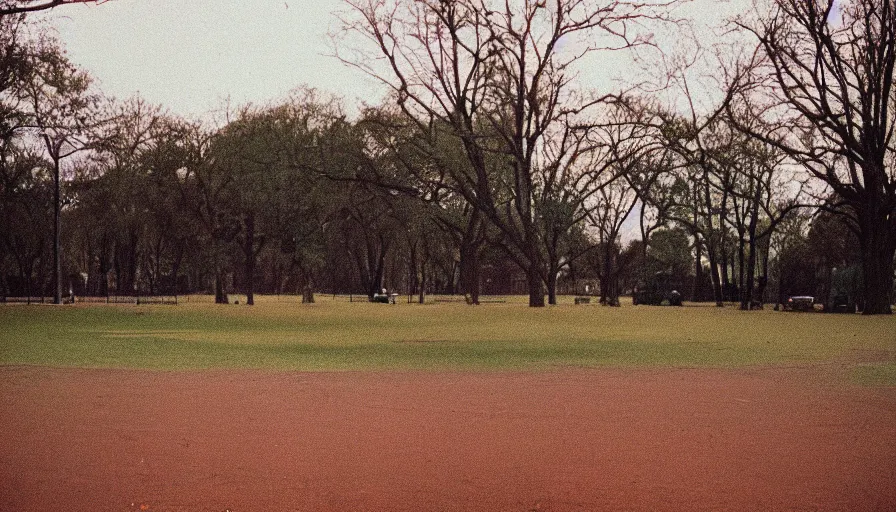 Image similar to 60s movie still of empty royal park, cinestill 800t 50mm eastmancolor, liminal Space style, heavy grain-s 150