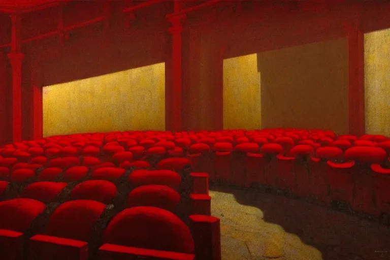 Image similar to only with red, crowd screaming, an exposed picture in a roman theater, in the style of beksinski, parts by edward hopper, parts by rodcenko, parts by yue minjun, intricate and epic composition, red by caravaggio, insanely quality, highly detailed, masterpiece, red light, artstation, 4 k