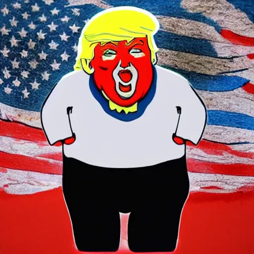 Image similar to Obese Donald Trump eating a cake