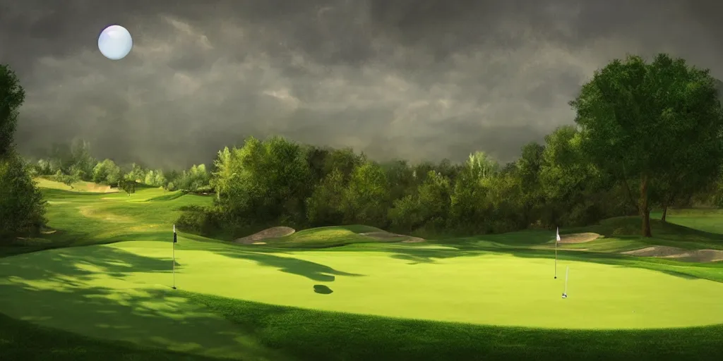 Image similar to most amazing golf shot, digital art, artstation