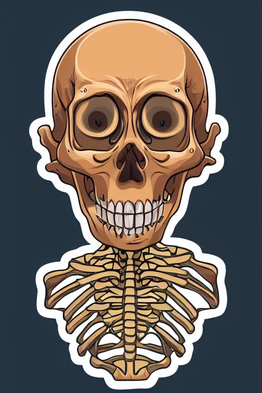 Image similar to A portrait of a skeleton who is a monk, sticker, portrait, highly detailed, colorful, illustration, smooth and clean vector curves, no jagged lines, vector art, smooth