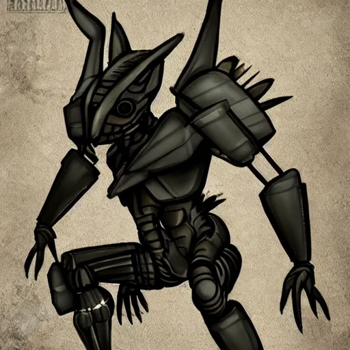 Prompt: A humanoid mosquito wolf, reminiscent of a winged medieval knight. Metal gear solid style.