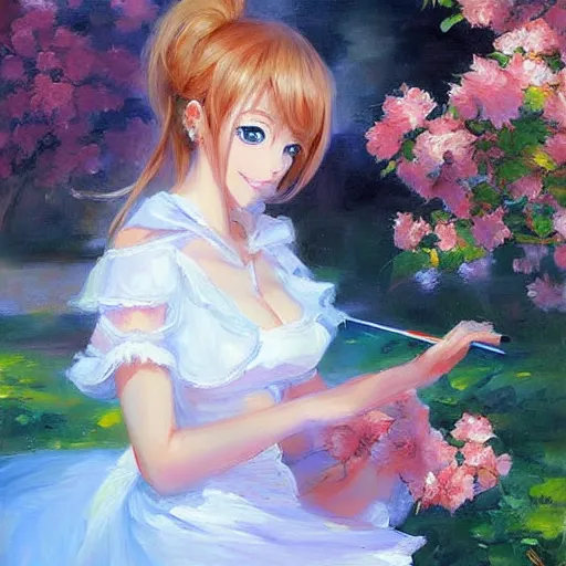 Image similar to anime girl painting by Vladimir Volegov