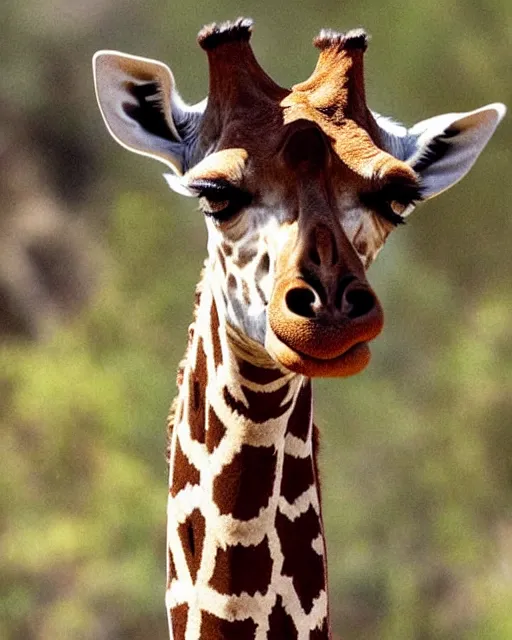 Image similar to a photo of a giraffe with jeff goldblum's face