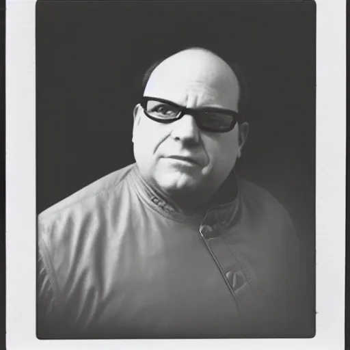 Prompt: Portrait of George Costanza in a leather jacket, ethereal, polaroid, punk