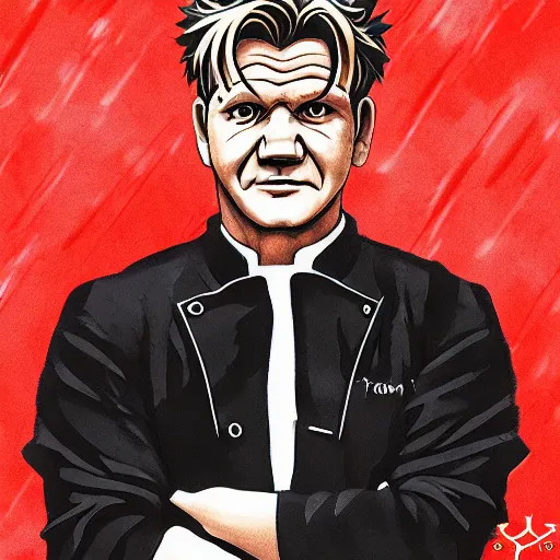 Prompt: portrait of gordon ramsay, anime fantasy illustration by tomoyuki yamasaki, kyoto studio, madhouse, ufotable, comixwave films, trending on artstation