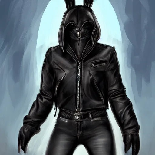 Prompt: A bunny with a small head wearing a leather jacket and leather jeans and leather gloves, trending on FurAffinity, energetic, dynamic, digital art, highly detailed, FurAffinity, high quality, digital fantasy art, FurAffinity, favorite, character art, deviantart