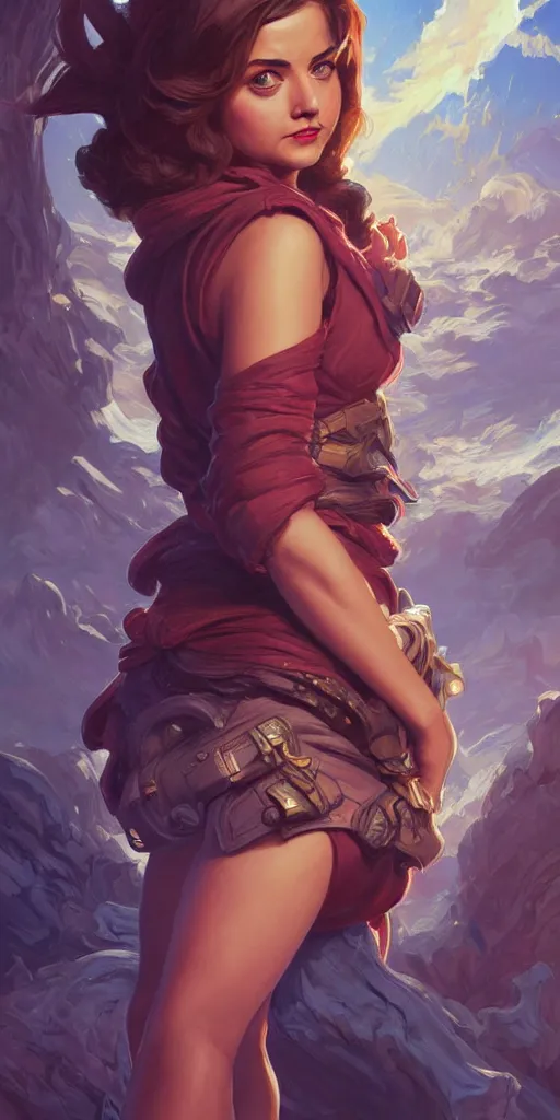 Image similar to Jenna Coleman, pinup, league of legends, intricate, highly detailed, digital painting, hyperrealistic, artstation, concept art, smooth, sharp focus, illustration, Unreal Engine 5, 8K, art by artgerm and greg rutkowski and alphonse mucha, by Jesper Ejsing