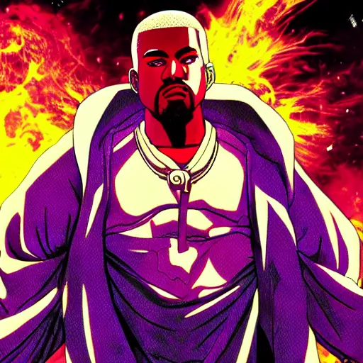 Image similar to manga panel of kanye west in the style of kentaro miura, 8 k, 4 k, masterpiece, trending on artstation