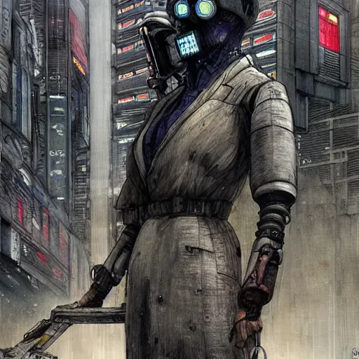 Image similar to Digital portrait of a Ghost in the machine by Enki Bilal, cyberpunk, impressive perspective, masterpiece