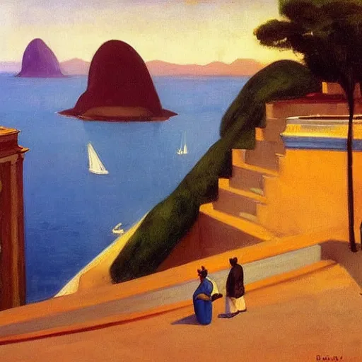 Image similar to rio de janeiro painted by edward hopper