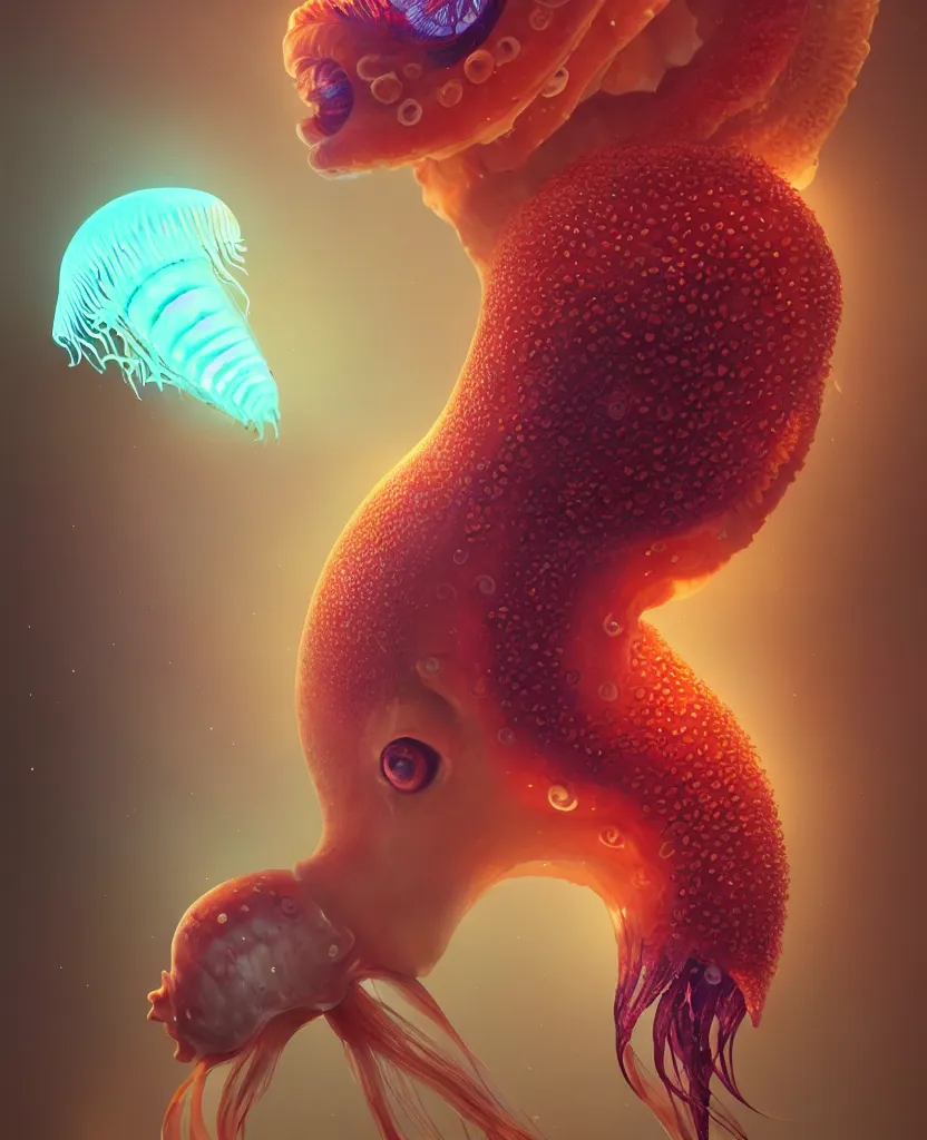 Prompt: goddess close-up portrait ribcagel. jellyfish phoenix head, nautilus, orchid, skull, betta fish, bioluminiscent creatures, intricate artwork by Tooth Wu and wlop and beeple. octane render, trending on artstation, greg rutkowski very coherent symmetrical artwork. cinematic, hyper realism, high detail, octane render, 8k