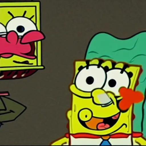 Prompt: spongebob killing patrick